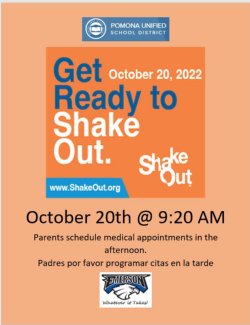 Great Shake Out Drill - Thurs, October 20, 2022 @ 9am